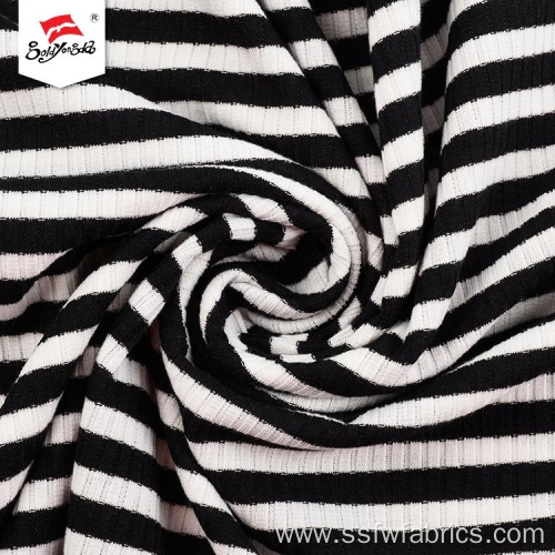 Yarn Dyed Rib Polyester Rayon Spandex Fabric